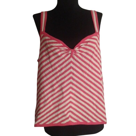Norton McNaughton XL Tank Top Pink White Chevron Striped Sleeveless Knit NEW - Picture 1 of 7